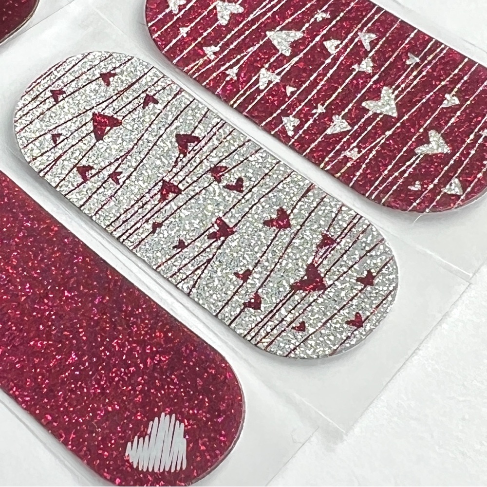 Jamberry Nail Wraps Love Spell A1010 Partial Sheet Wine Silver Sparkle
